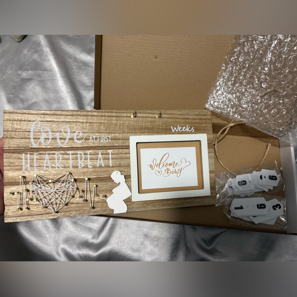 💜3/$15💜Wooden Baby Milestone Photo Frame - Neutral Wood & White